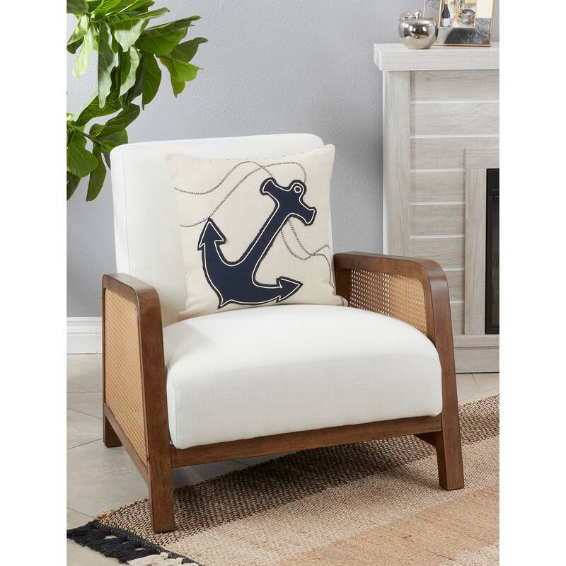 Anchor Appliqué Throw Pillow