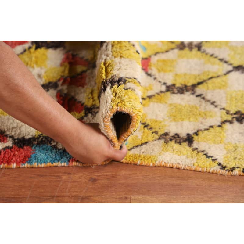 All-Over Moroccan Area Rug Handmade Wool Carpet - 8'11" x 12'9"