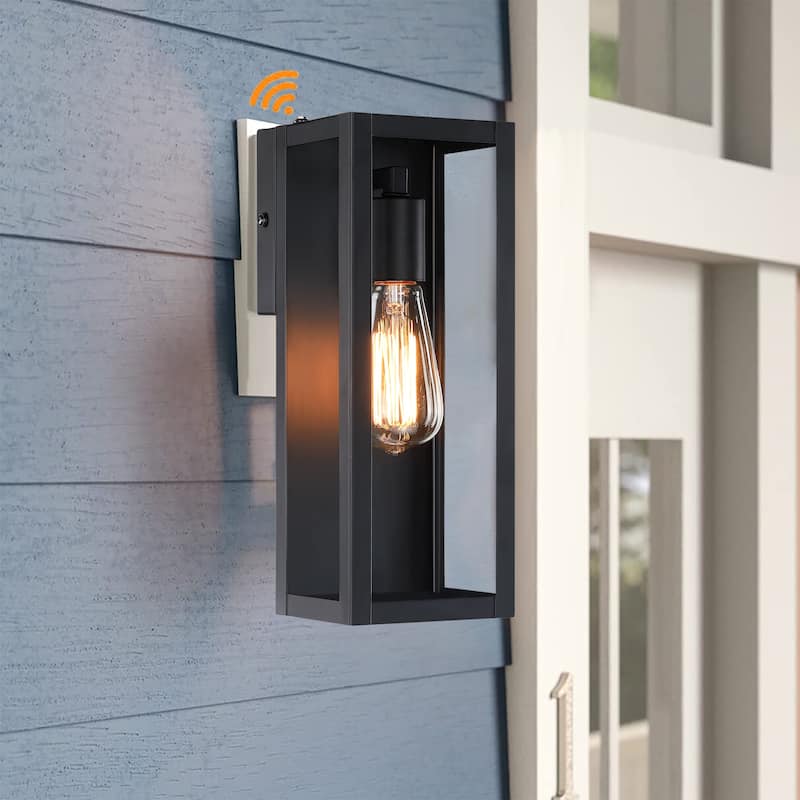 1-Light 12.76in Outdoor Wall Light with Matte Black Finish & Clear glass shade