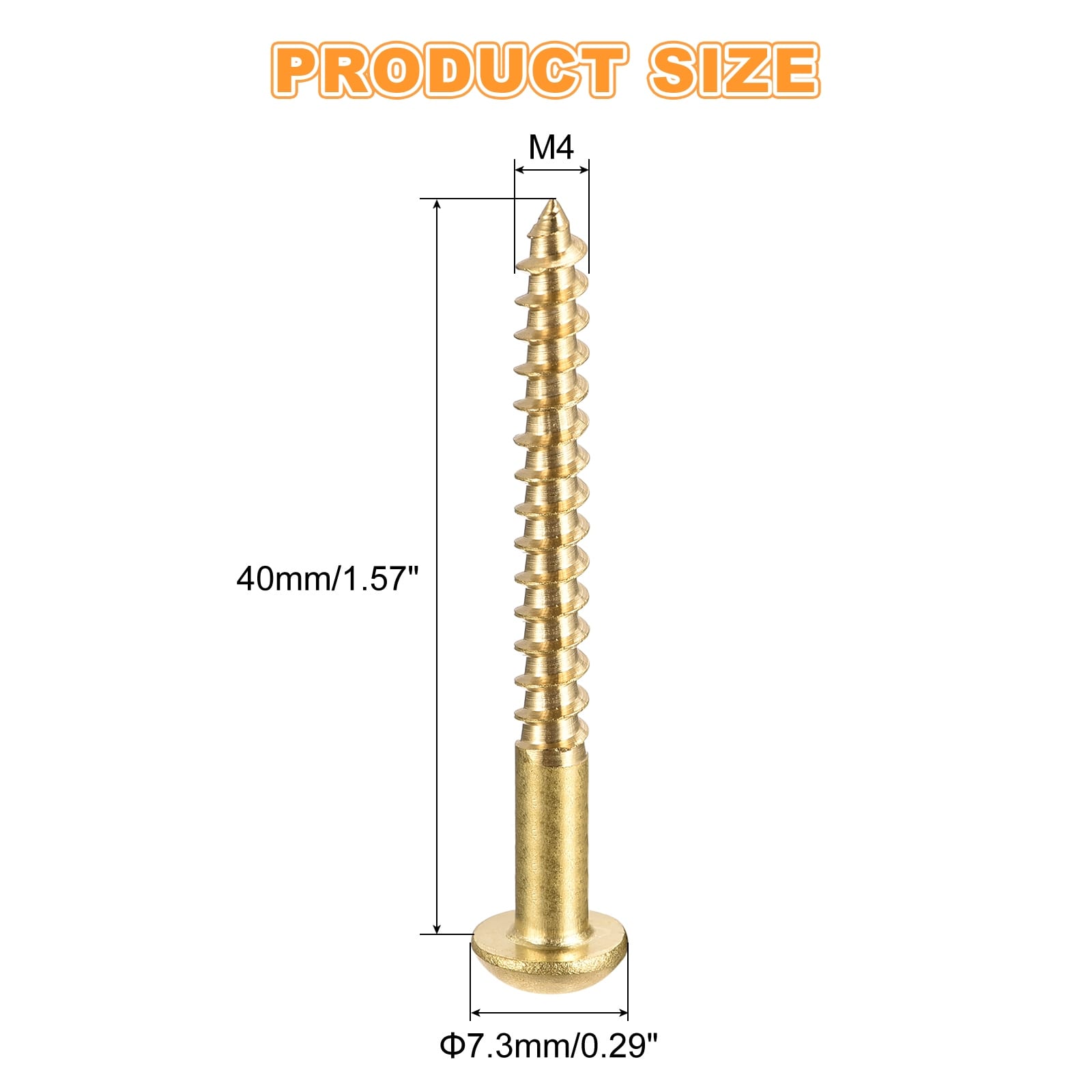 Wood Screws Slotted Round Head Copper Self-Tapping Screw for DIY Woodworking Industry - Gold