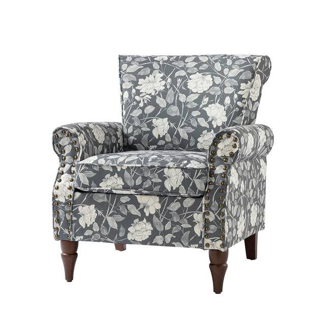 HULALA HOME Nailhead Trim Traditional Accent Armchair with Rolled Arms