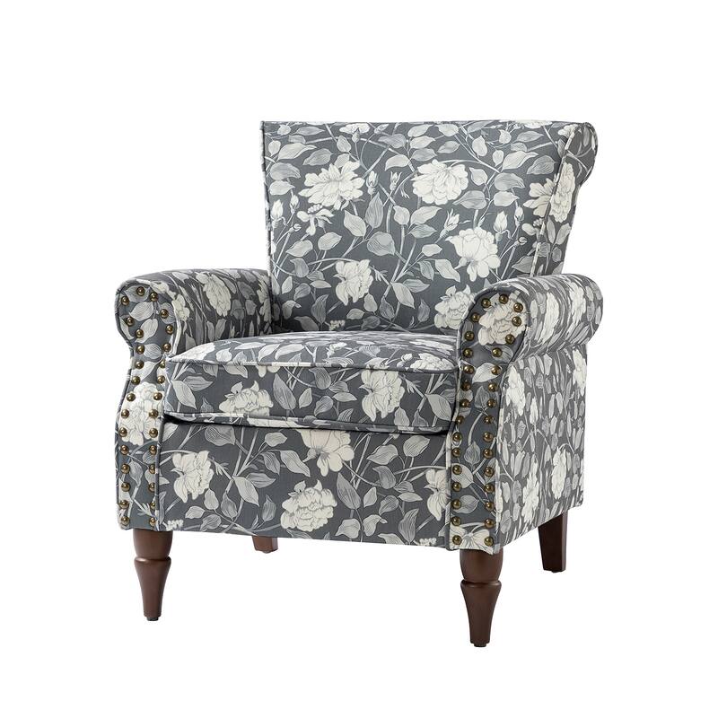 Nyctelius Nailhead Trim Traditional Accent Armchair with Rolled Arms by HULALA HOME