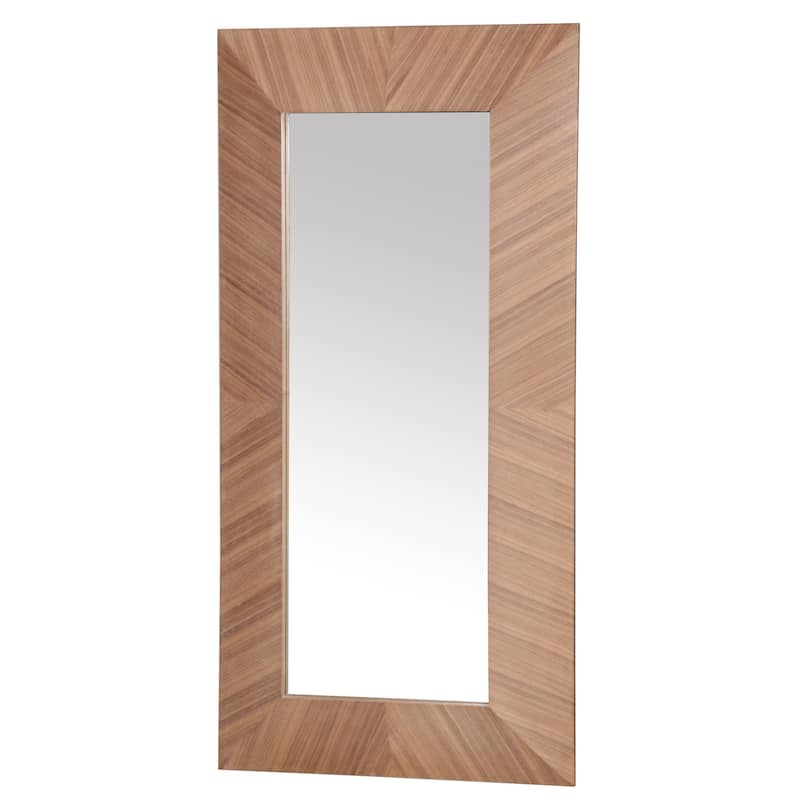 SAFAVIEH Couture Lacarlo Walnut 63-inch Large Vertical Rectangle Wood Mirror - 32.7"W x 2.8"D x 63"H