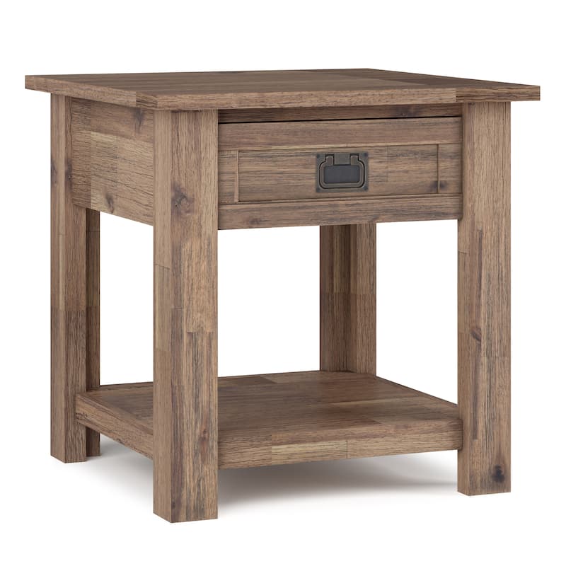 WYNDENHALL Garret SOLID ACACIA WOOD 22 inch Wide Square Rustic End Side Table - 22"W x 22" D x 22" H
