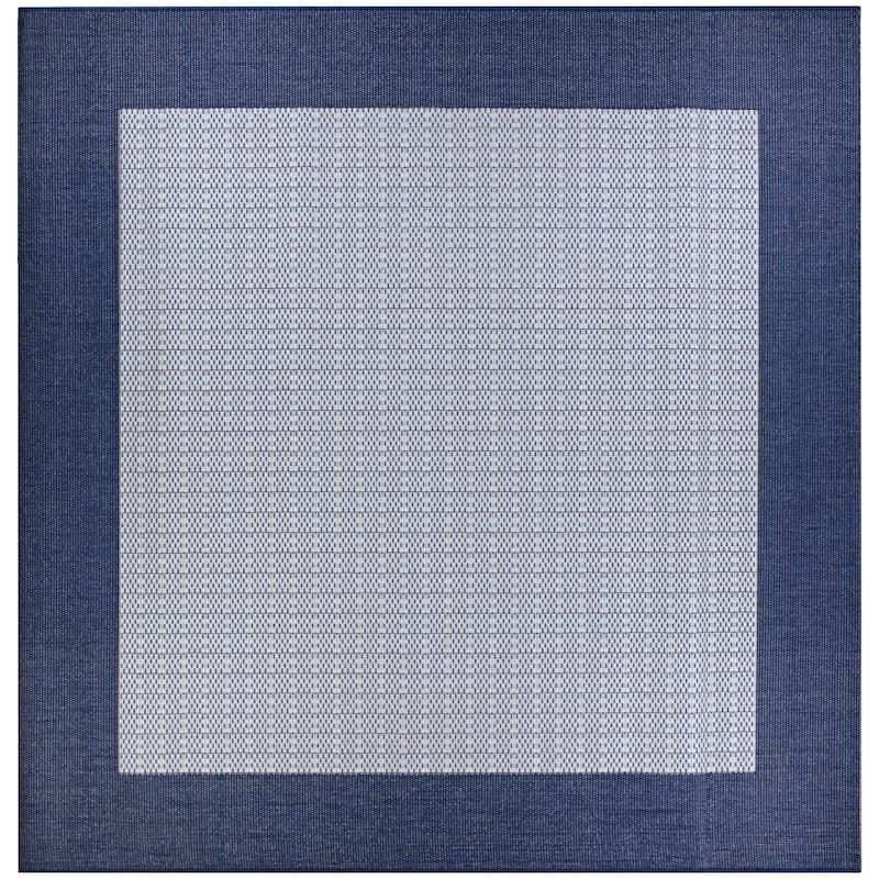 Dream Decor Rugs Pergola Quad Indoor Outdoor Area Rug - 7'6" Square - Blue/Ivory