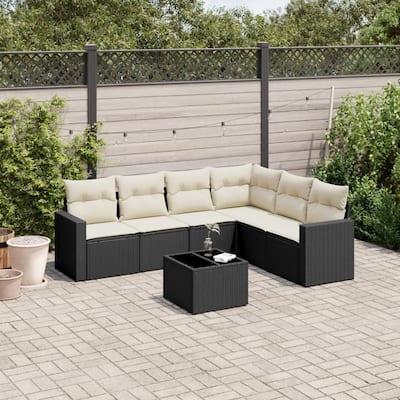 vidaXL Garden Sofa Set Black PE rattan Large Modular Garden Sofa Set - 21.7 x 21.7 x 14.6