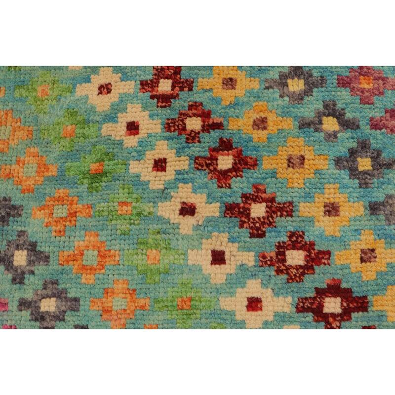 Boho Chic Balochi Owen Blue/Red Hand Knotted Wool Rug - 3'4'' x 5'0''