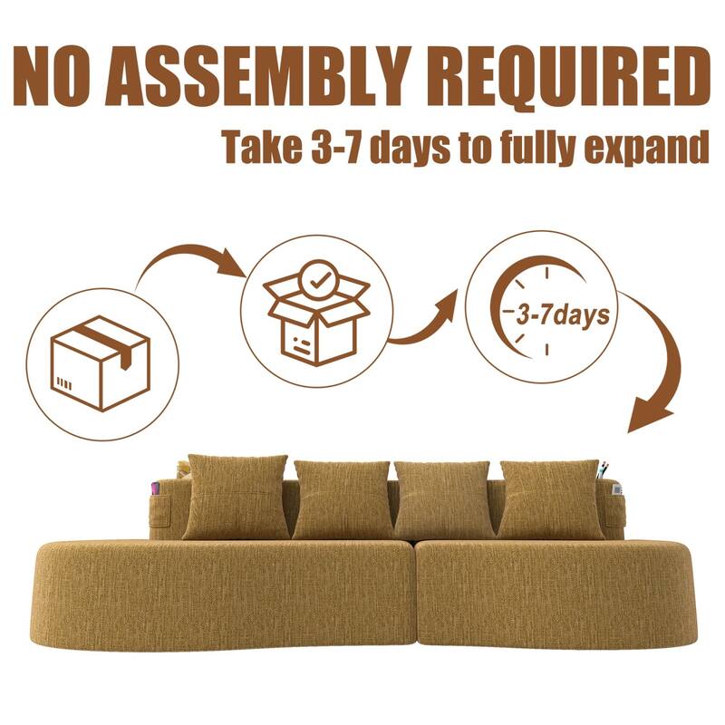 94.49" Chenille Curved Sectional Sofa with Pillows, No Assembly Required