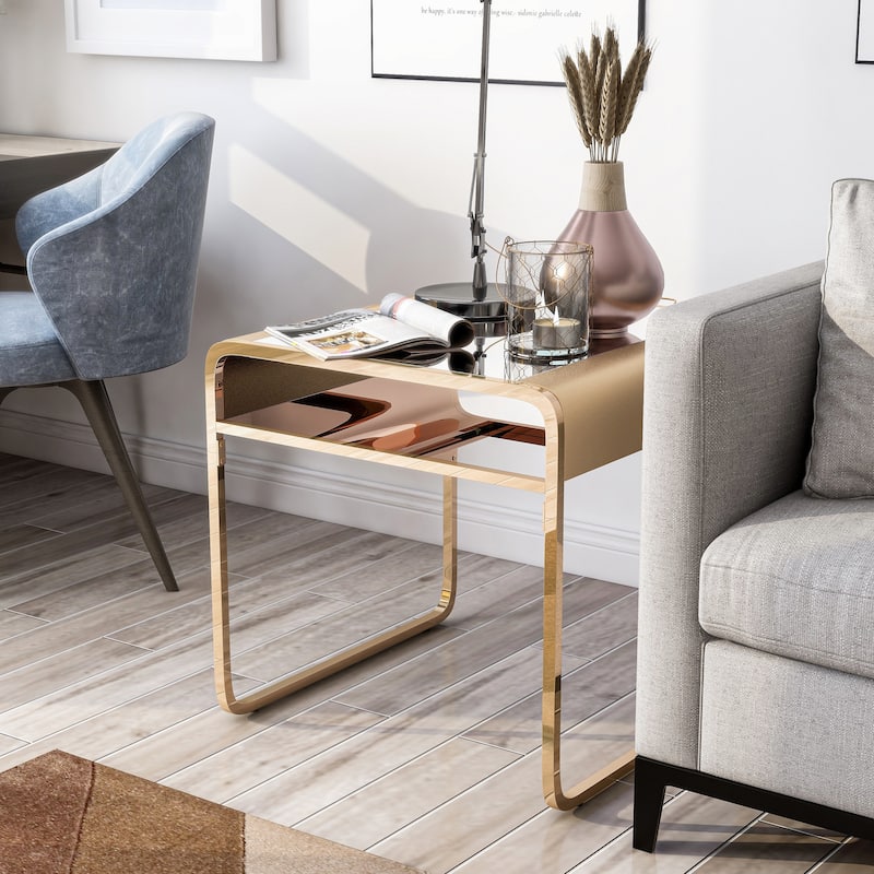 Watler Contemporary 24-inch Glass Top 1-Shelf Side Table by Furniture of America