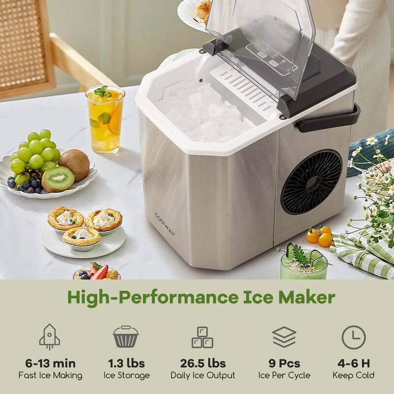 Costway Countertop Ice Maker Portable Ice Making Machine 6-13 Mins 9 - See Details