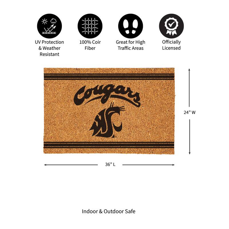 Washington State University Monochrome Indoor/Outdoor Coir Door Mat