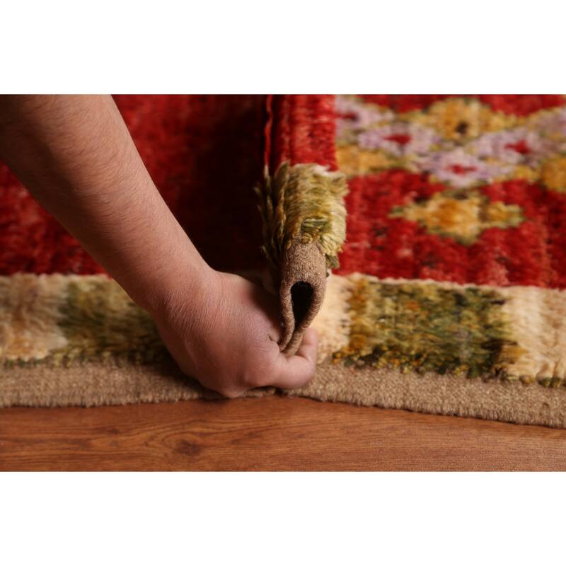 Hand Knotted Oriental 100% Wool Carpet Modern Geometric Red Moroccan Area Rug - 8' 2'' X 5' 5''