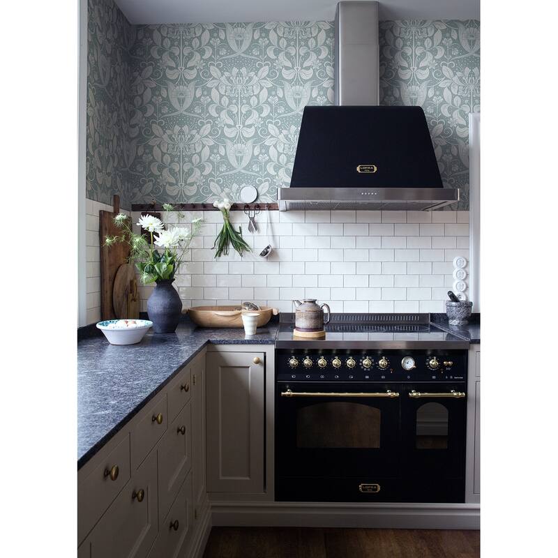 A-Street Prints Berit Blue Floral Crest Wallpaper