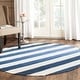 preview thumbnail 36 of 148, SAFAVIEH Handmade Montauk Caspian Stripe Cotton Flatweave Rug 10' x 10' Round - Navy/Ivory