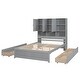 preview thumbnail 12 of 10, Storage Platform Bed with Headboard 9 Shelves and 4 Drawers, Gray