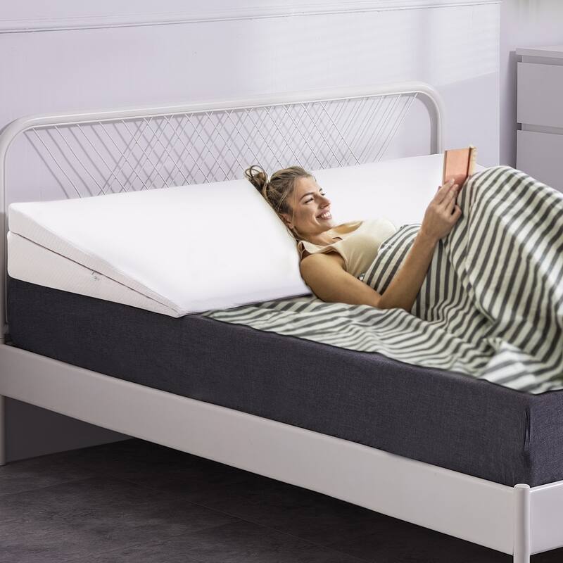DoCred Adjustable Memory Foam Bed Wedge Pillow with Washable Cover - White - Standard - Set of 2