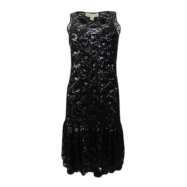 michael kors lace mesh fit and flare dress