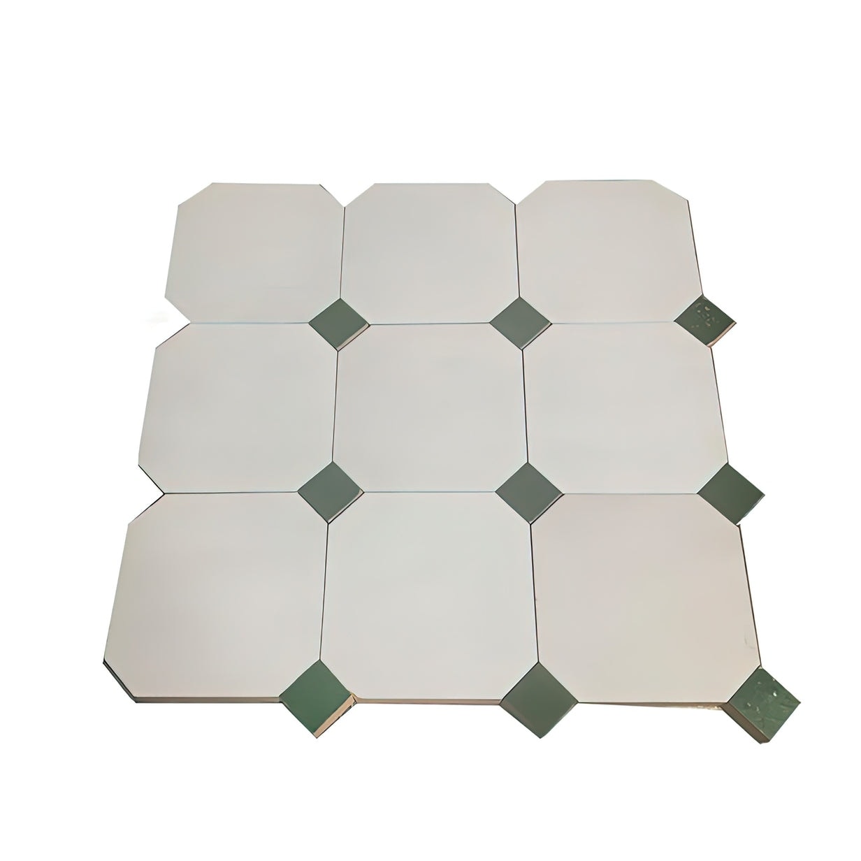 Contemporary Zellige Panels, 12x12x0.5, White & Green accents