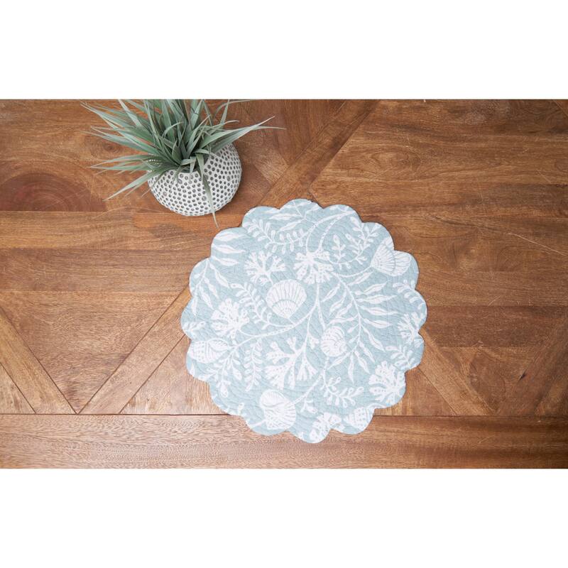 Seafoam Reef Round Quilted Placemat Set 6