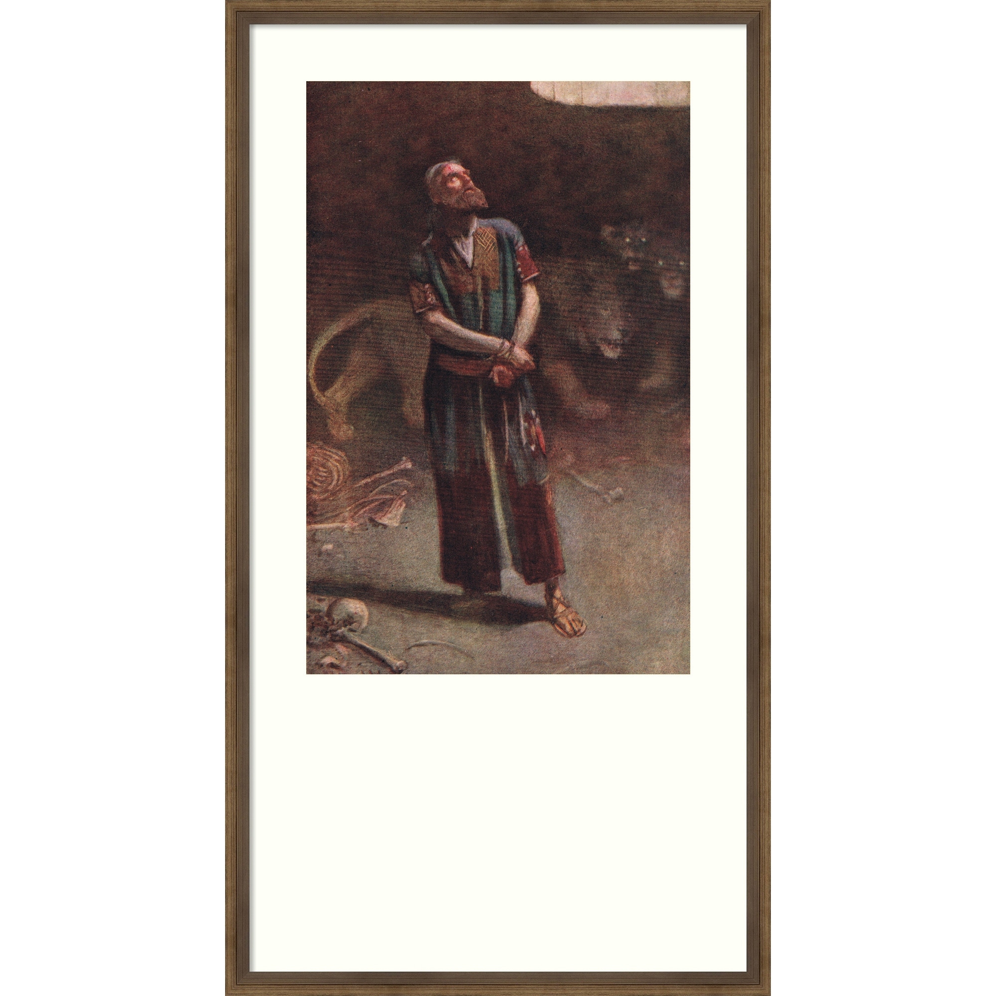 Daniel In The Lions Den by Harold Copping Wood Framed Wall Art Print