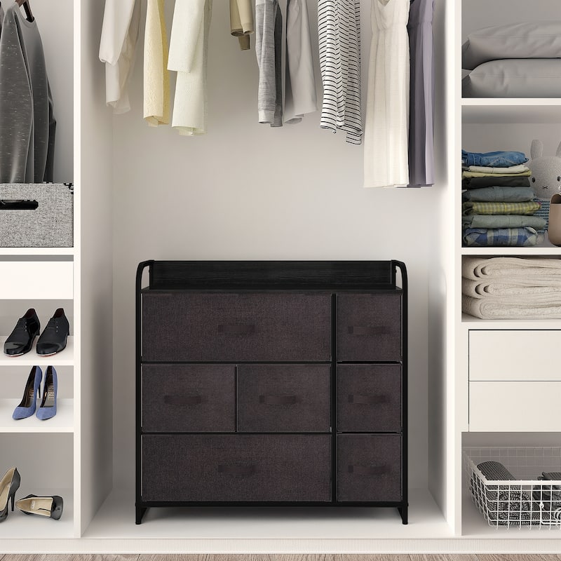 Modern Wide Dresser Storage Tower with 7 Drawers