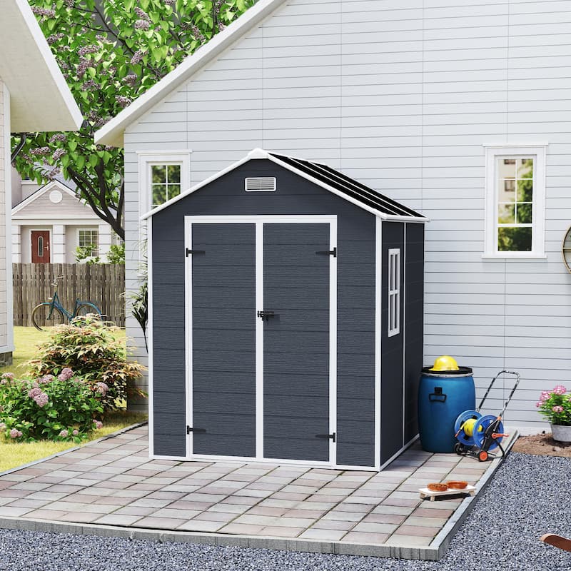 6*6ft Outdoor Storage Shed, Metal Garden Shed Tool House