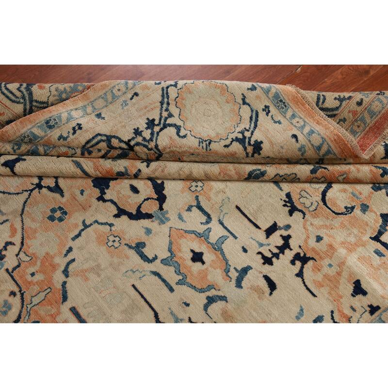 Hand Knotted Oriental 100% Wool Carpet Traditional All-Over Oranges & Rust Ziegler Area Rug - 9' 10'' X 8' 1''