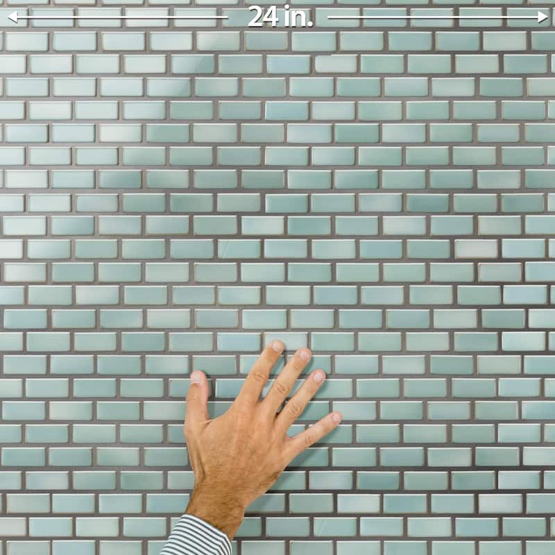 Merola Tile Hudson Subway Mint Green 11-3/4" x 12" Porcelain Floor and Wall Tile