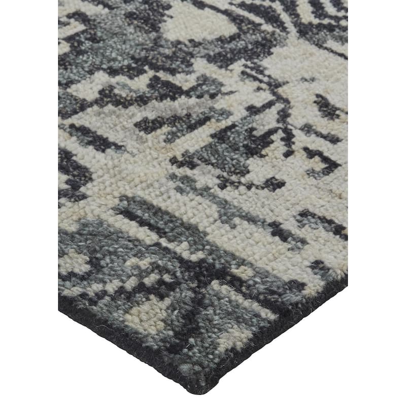 Scottsdale Luxe Hand Knot Accent Rug, Charcoal Gray/Light Beige