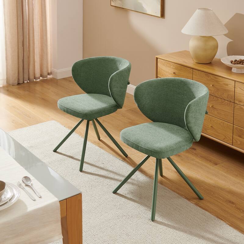 Art Leon Swivel Upholstered Dining Chair with Metal Base