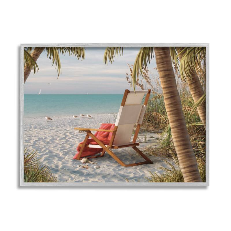 Stupell Tropic Breeze Beach Landscape Framed Giclee Art by Alan Giana - 20 x 16 - Grey