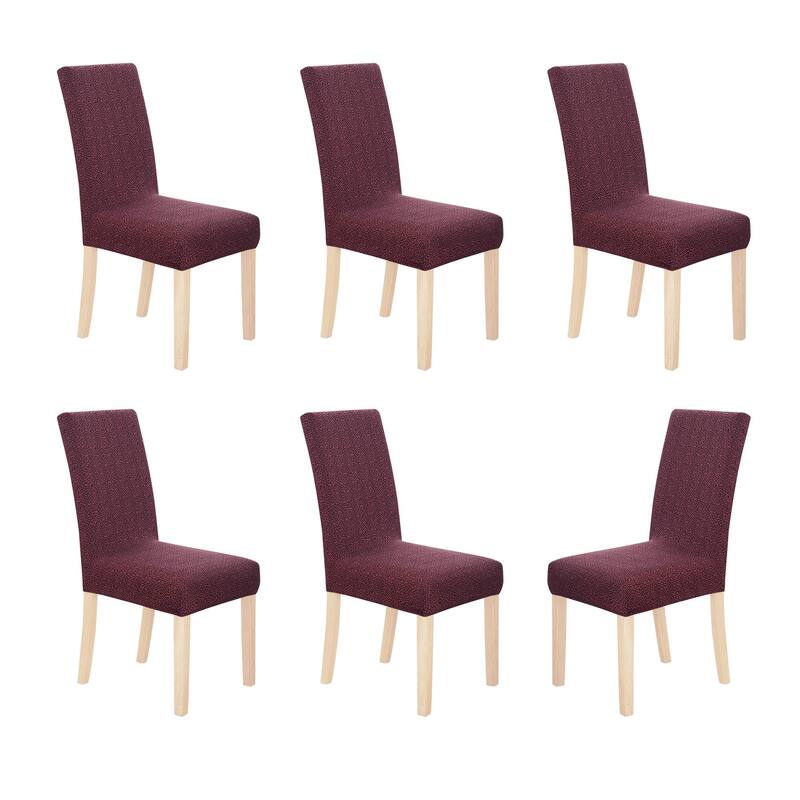 Stretch Jacquard Spandex Chair Covers 6 Pieces - 18x18x24 Inch - Wine