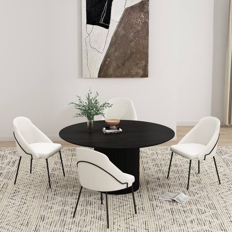 Manhattan Comfort Gracie Leatherette Dining Room Chair - Set of 4 - White and Black