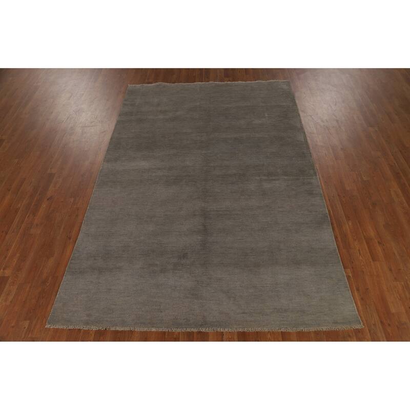 Modern Gabbeh Oriental Area Rug Handmade Grey Wool Carpet - 6'0" x 9'0"