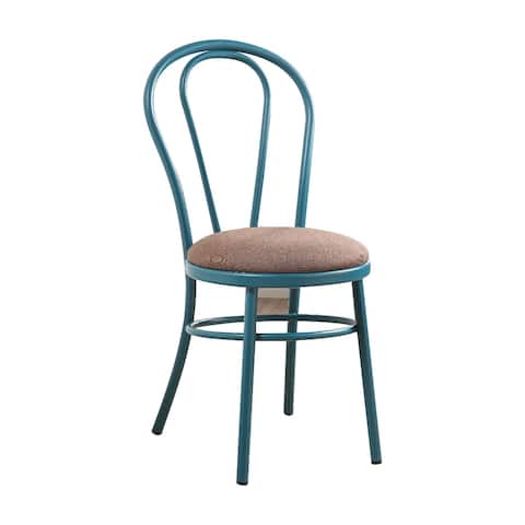 Set of Two Metal Side Chairs with Padded Seat, Teal
