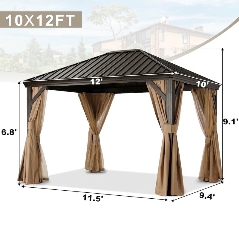ABCCANOPY Outdoor Hardtop Gazebo with Galvanized Steel Double Roof
