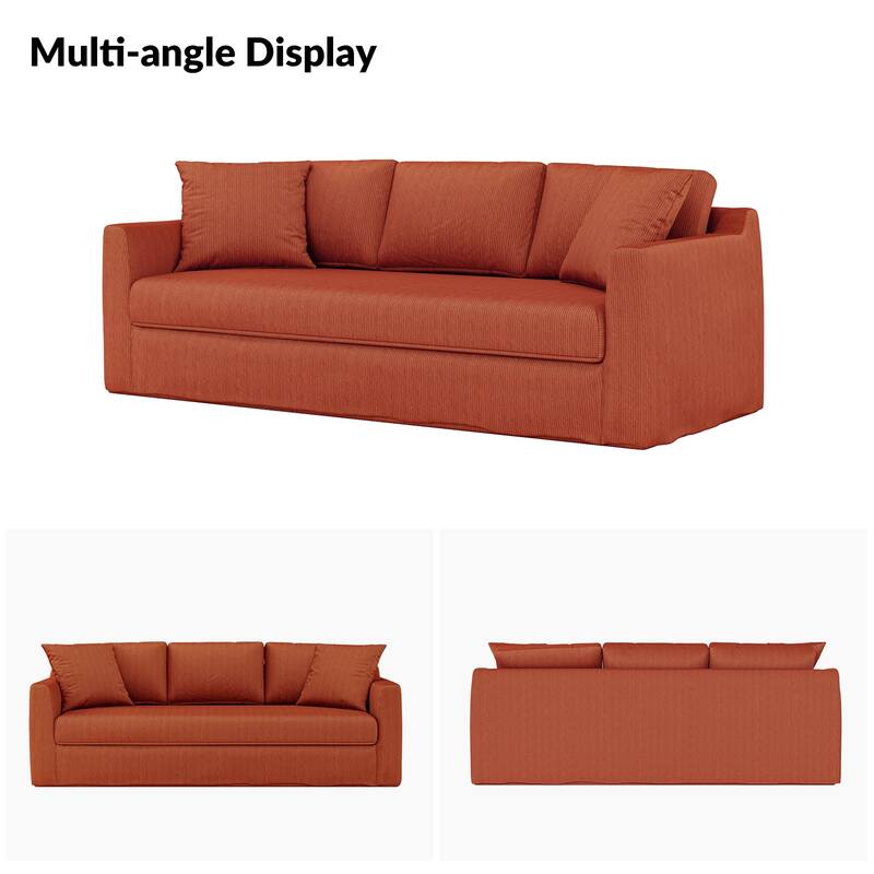 Riccardo 85" Modern Slipcovered Sofa with Square Flange Arm by HULALA HOME