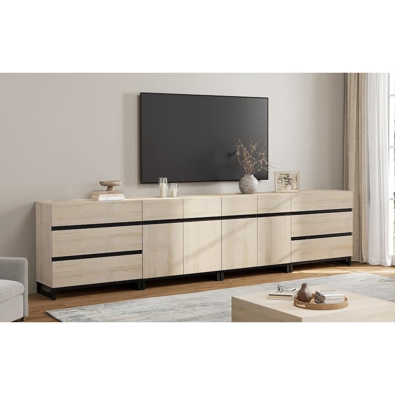 Modern TV Stand for TVs up to 120 Inches, 4-in-1 Media Console with 6 Drawers and Adjustable Shelves, Entertainment Center