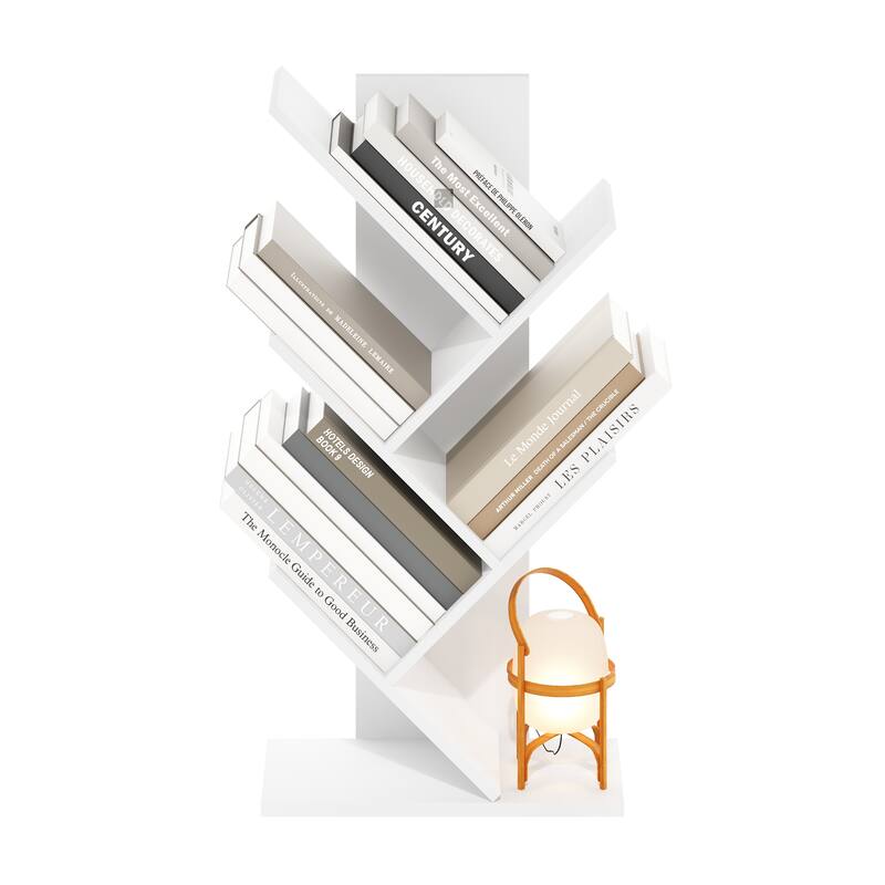Furinno Tree Bookshelf 5-Tier Floor Standing Tree Bookcase, Amber Pine