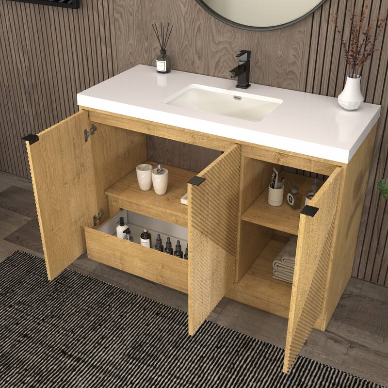 Milano 48" Freestanding Bathroom Vanity with White Acrylic Sink
