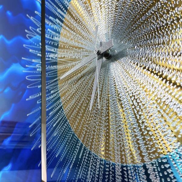 Shop Statements2000 Metal Wall Clock Art Panels Abstract Blue