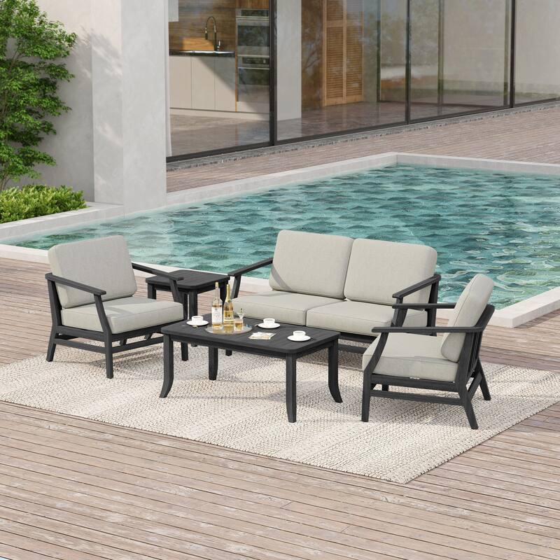 Outdoor Conversation Set Patio Chair, Loveseat with Tables