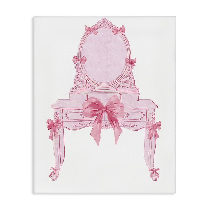 Stupell Lovely Pink Vanity with Bows Canvas Wall Art Design By Ziwei Li - 30 x 40
