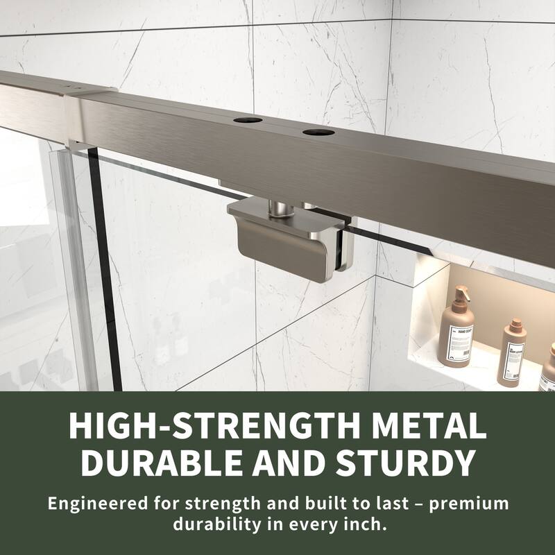 42"x71" Frameless Single Pivot Enclosure Glass Shower Door Black/Nickel with SGCC Tempered Glass
