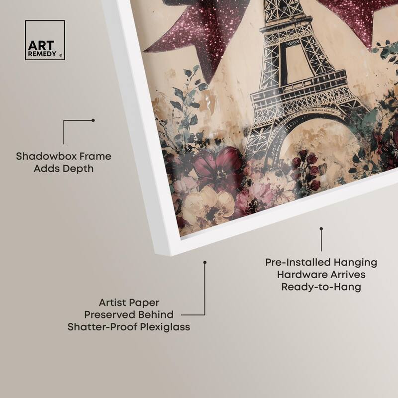 Sparkling Bow Eiffel Tower Shadowbox by Art Remedy