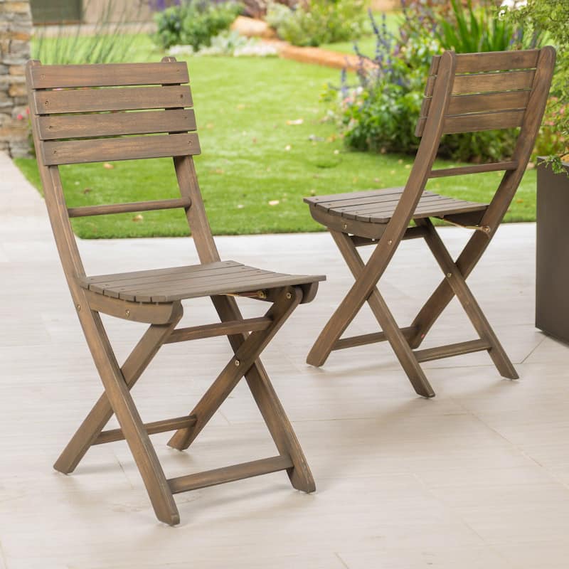 Roomfitters Outdoor Acacia Wood Folding Dining Chairs Set of 2/4 with Slatted Seat and Backrest for Patio or Garden