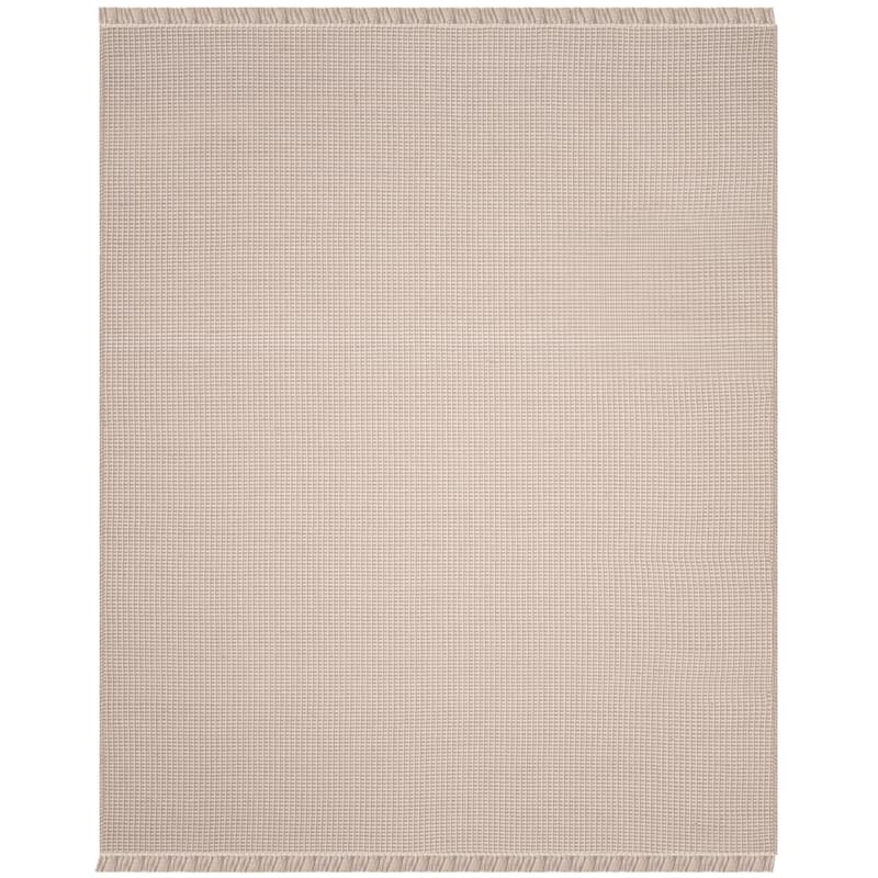 SAFAVIEH, Handmade Montauk Cliff Stripe Flatweave Cotton Fringe Rug - 11' x 15' - Ivory/Grey