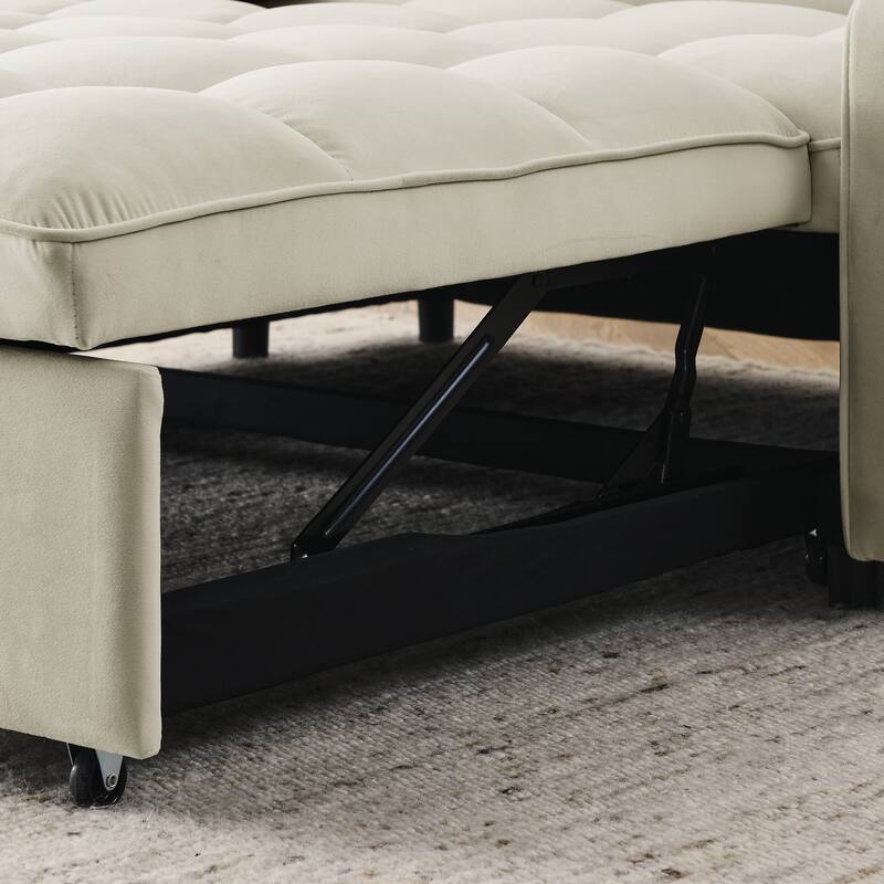 Mid-Century Modern Sofa Bed with USB Charging and Adjustable Backrest