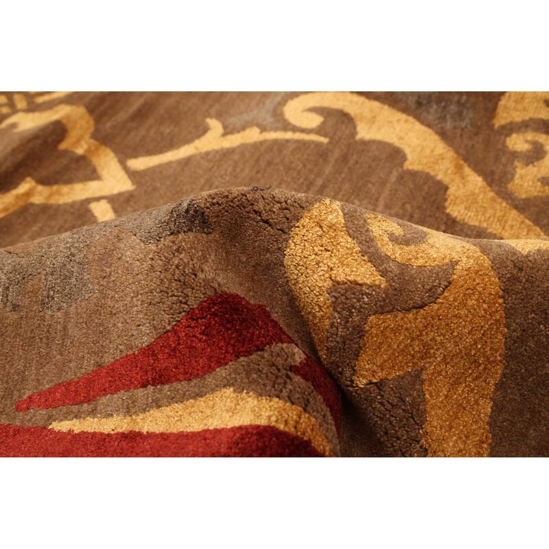 ECARPETGALLERY Hand-knotted Opulence Brown Silk, Wool Rug - 9'1 x 11'11