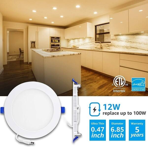 Shop Essential 4 Pack 12w Low Profile Slim 6 Dimmable Recessed Ceiling Light Overstock 28984827